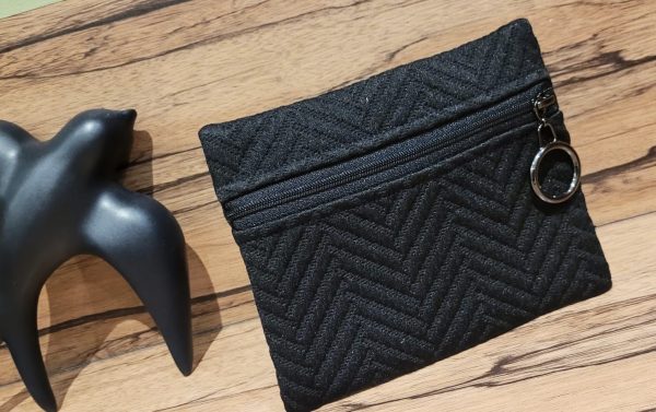 Pochette Plate - Tissu Noir Texturé - Ethique