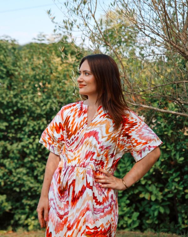 robe longue en coton fendue et droite vue de face