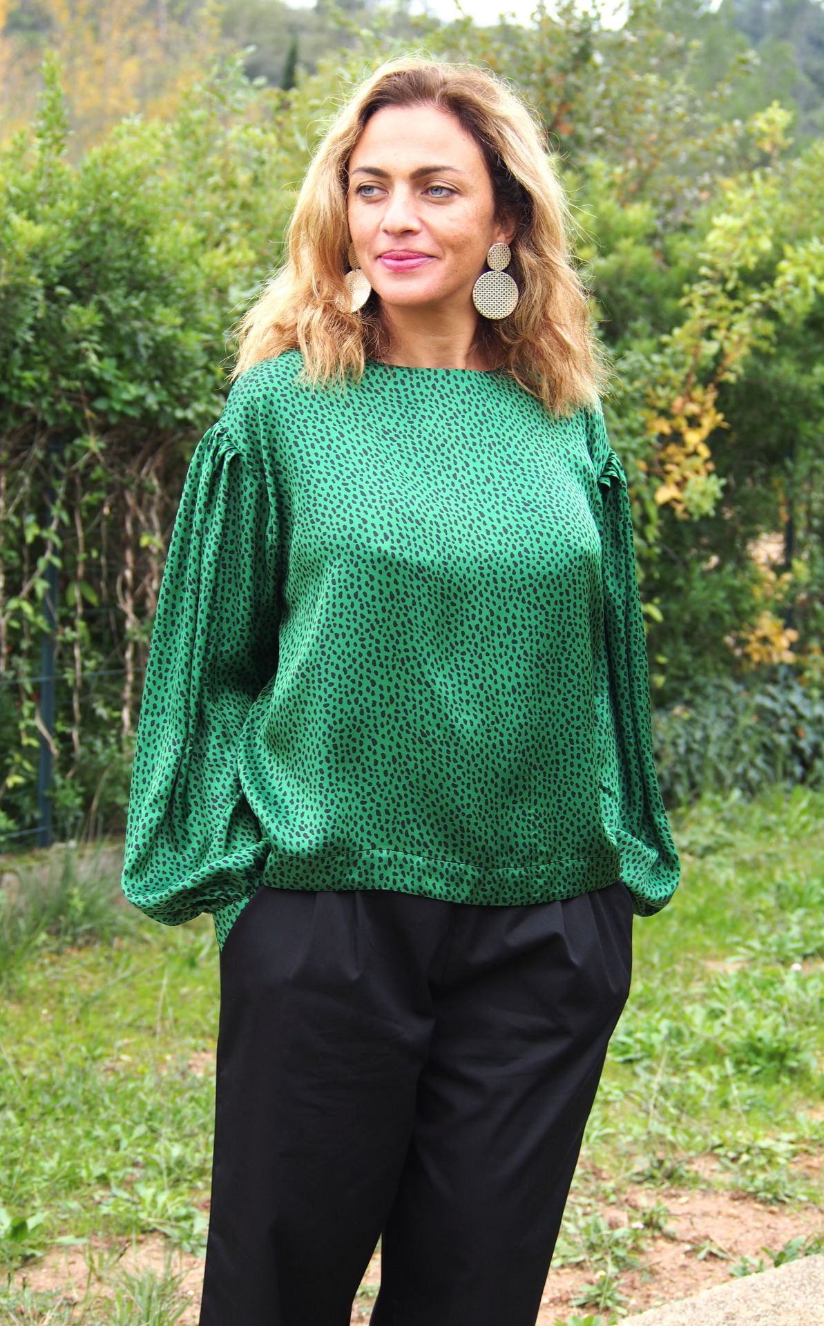Blouse Audrey verte et noire