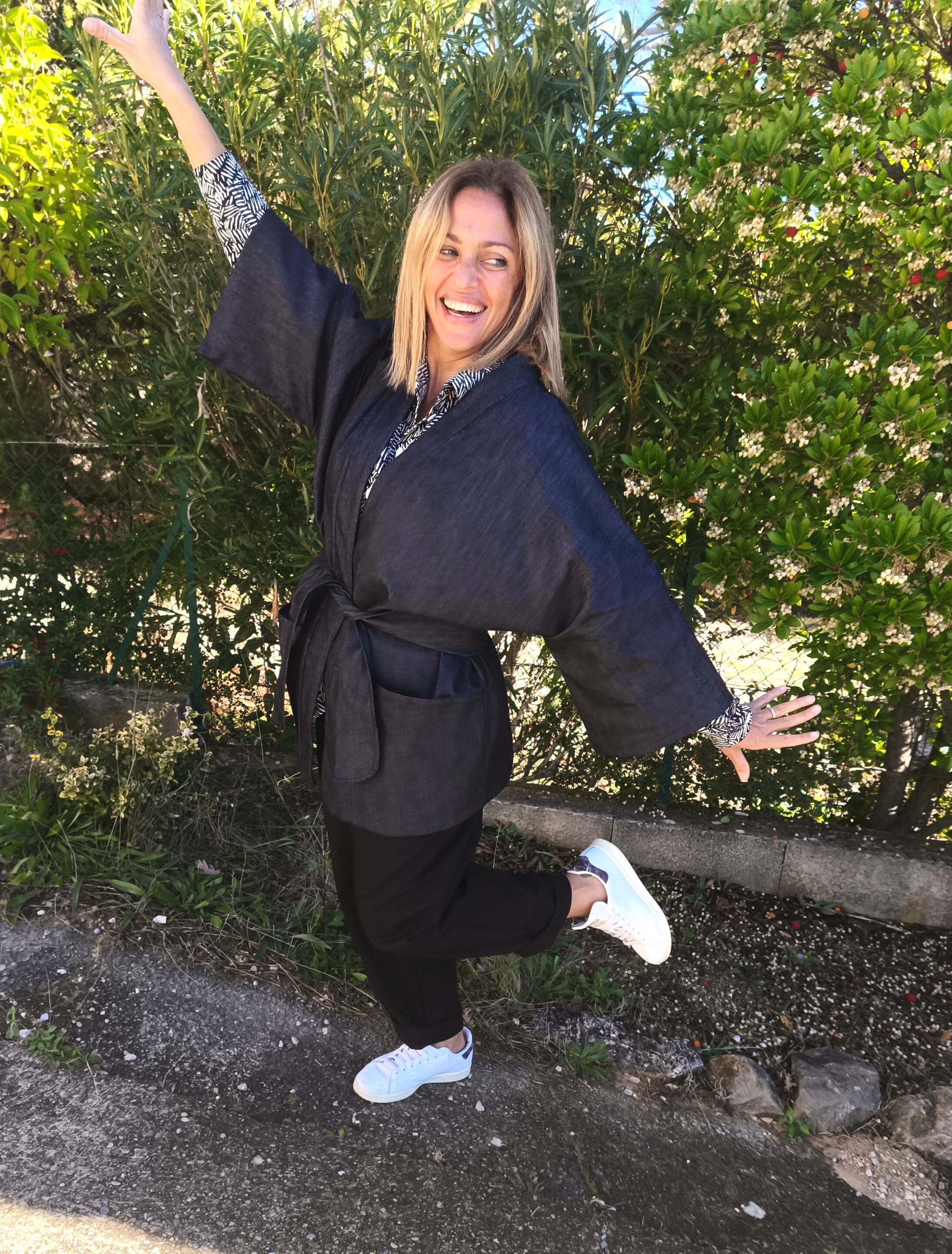 veste kimono ceinturée