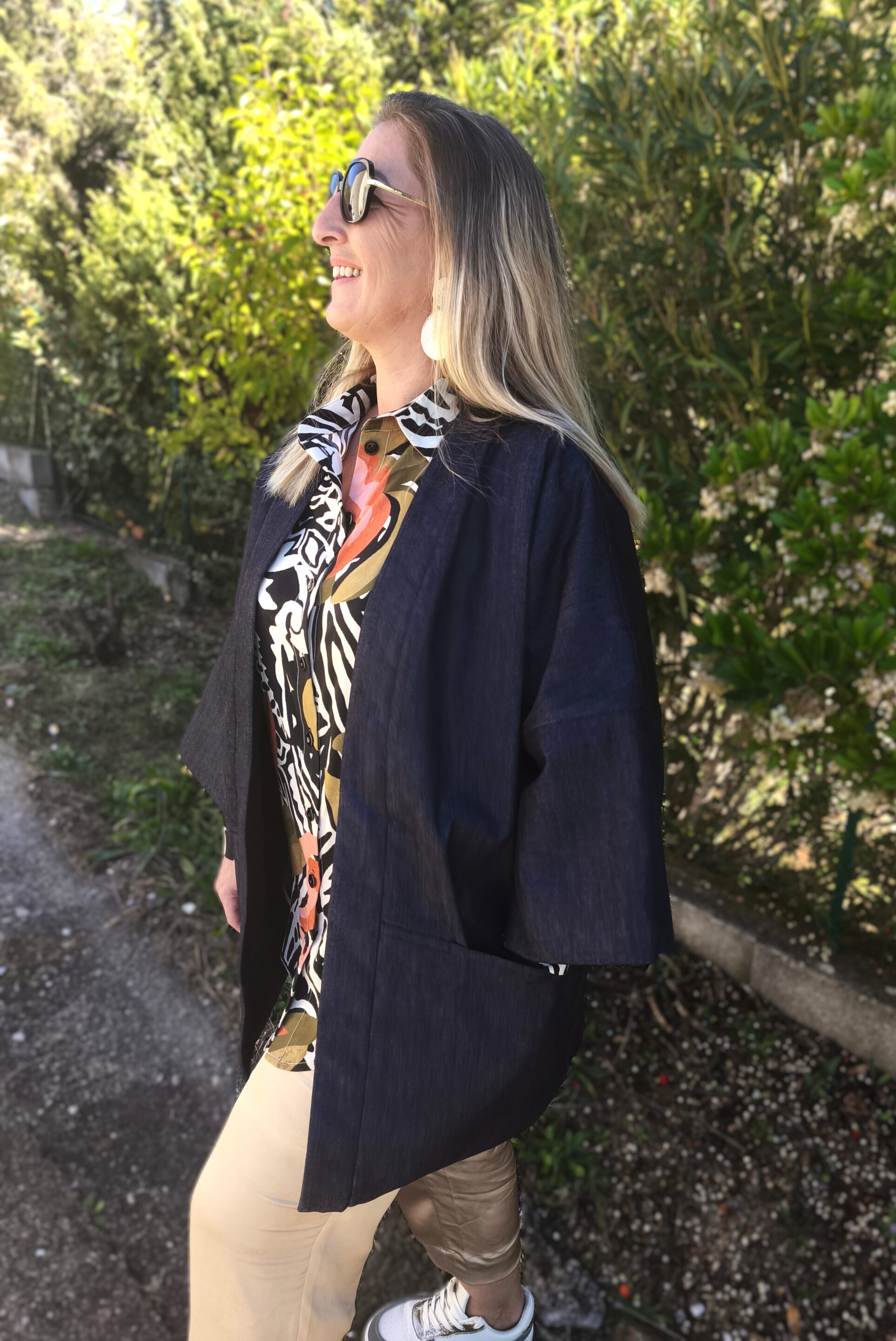 vest kimono lia en denim bleu foncé