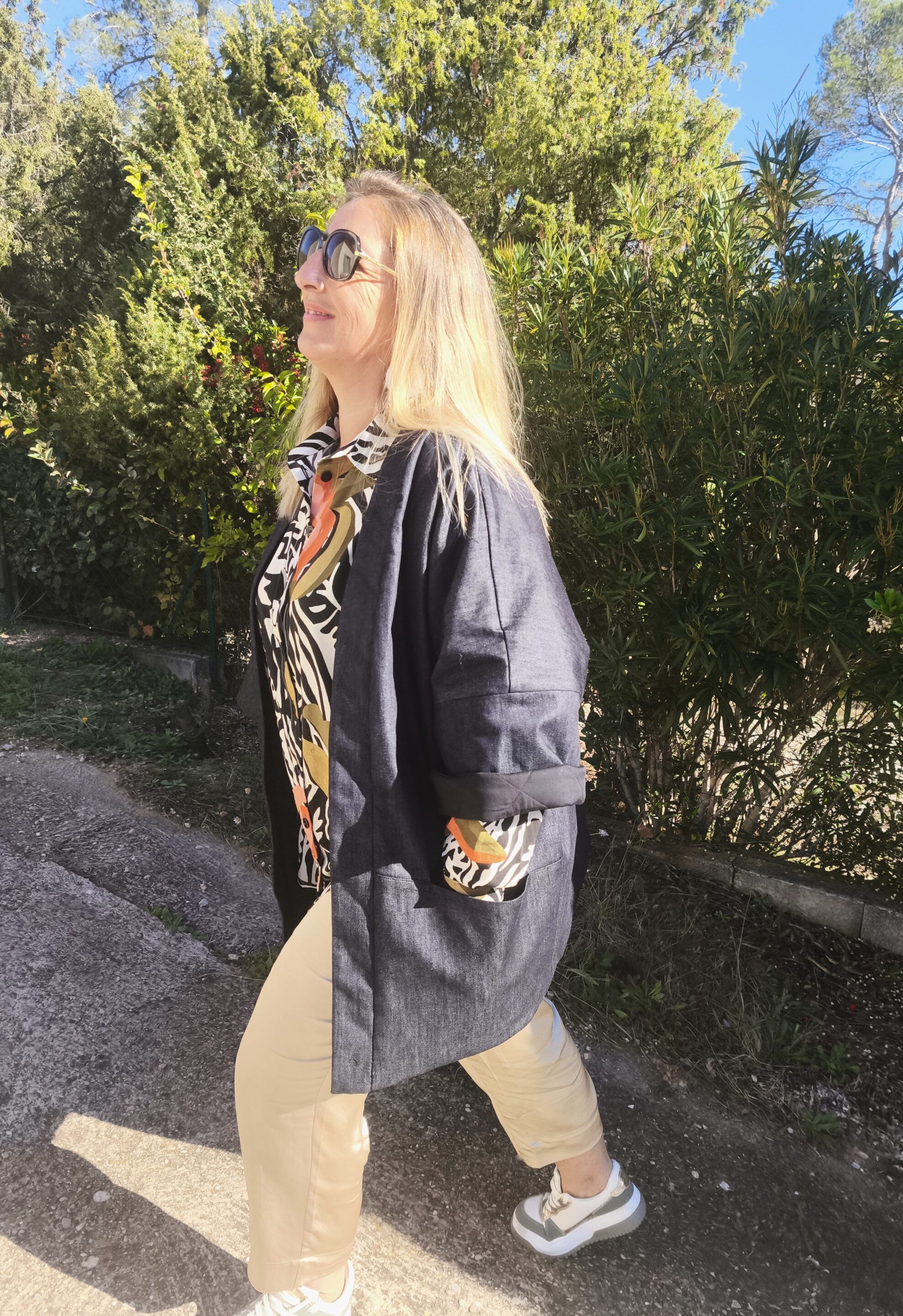 veste kimono avec revers manche
