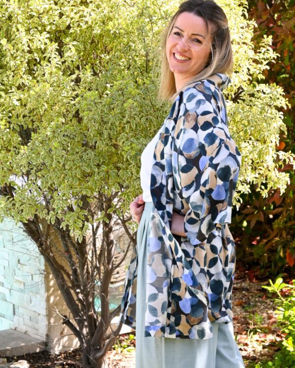 kimono louise bleu et beige