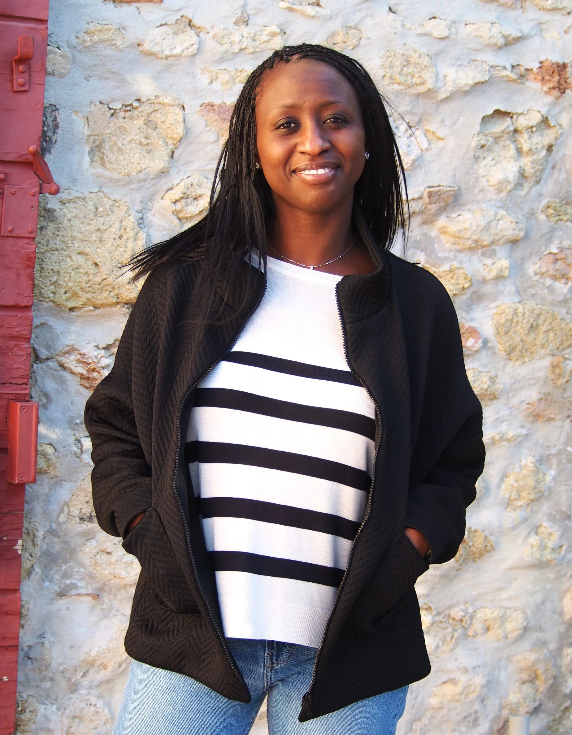 Blouson Sis'- Noir - Motif Chevron – Image 3