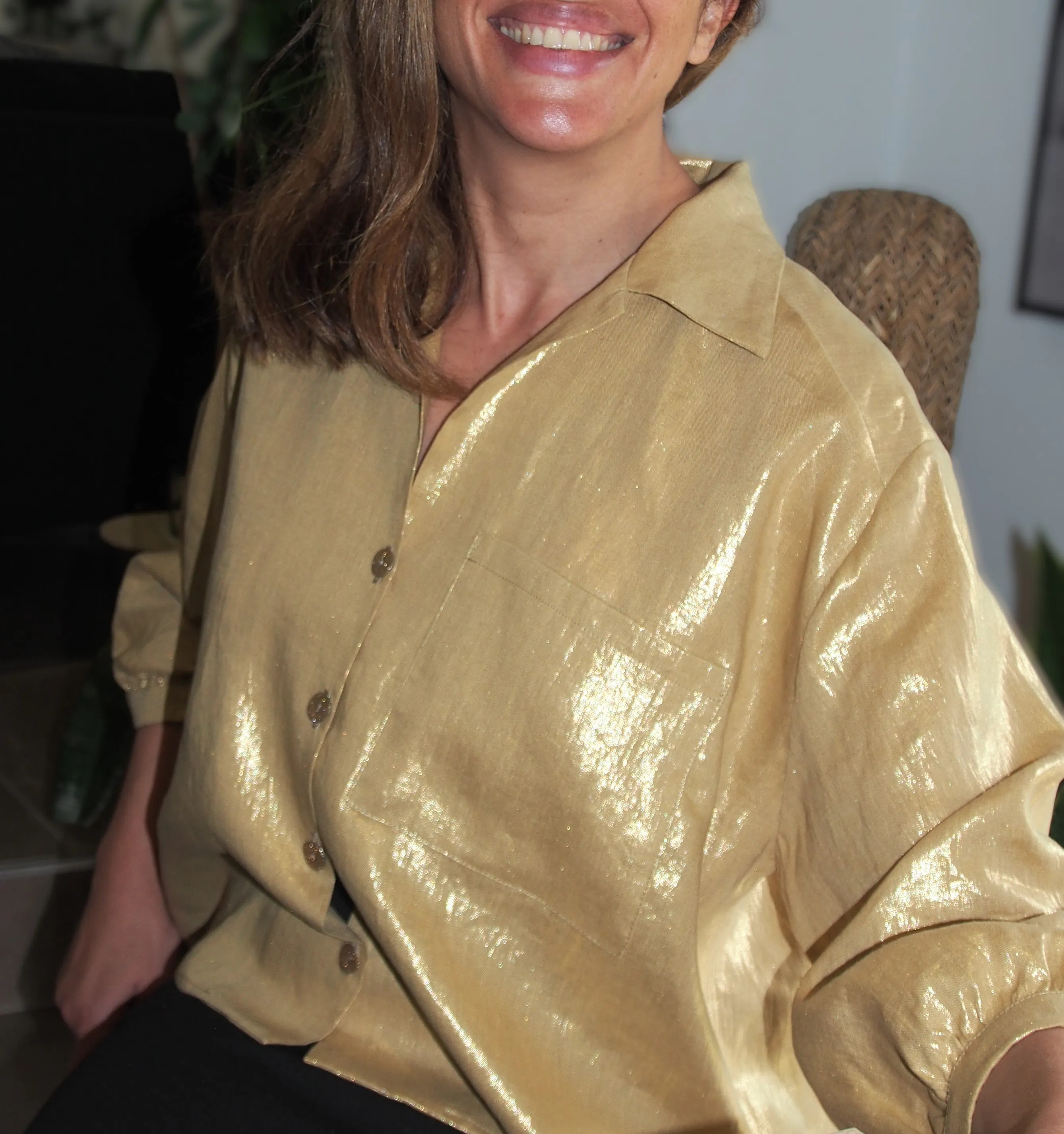 Chemisier Neïla - Doré - 100% Lin – Image 13