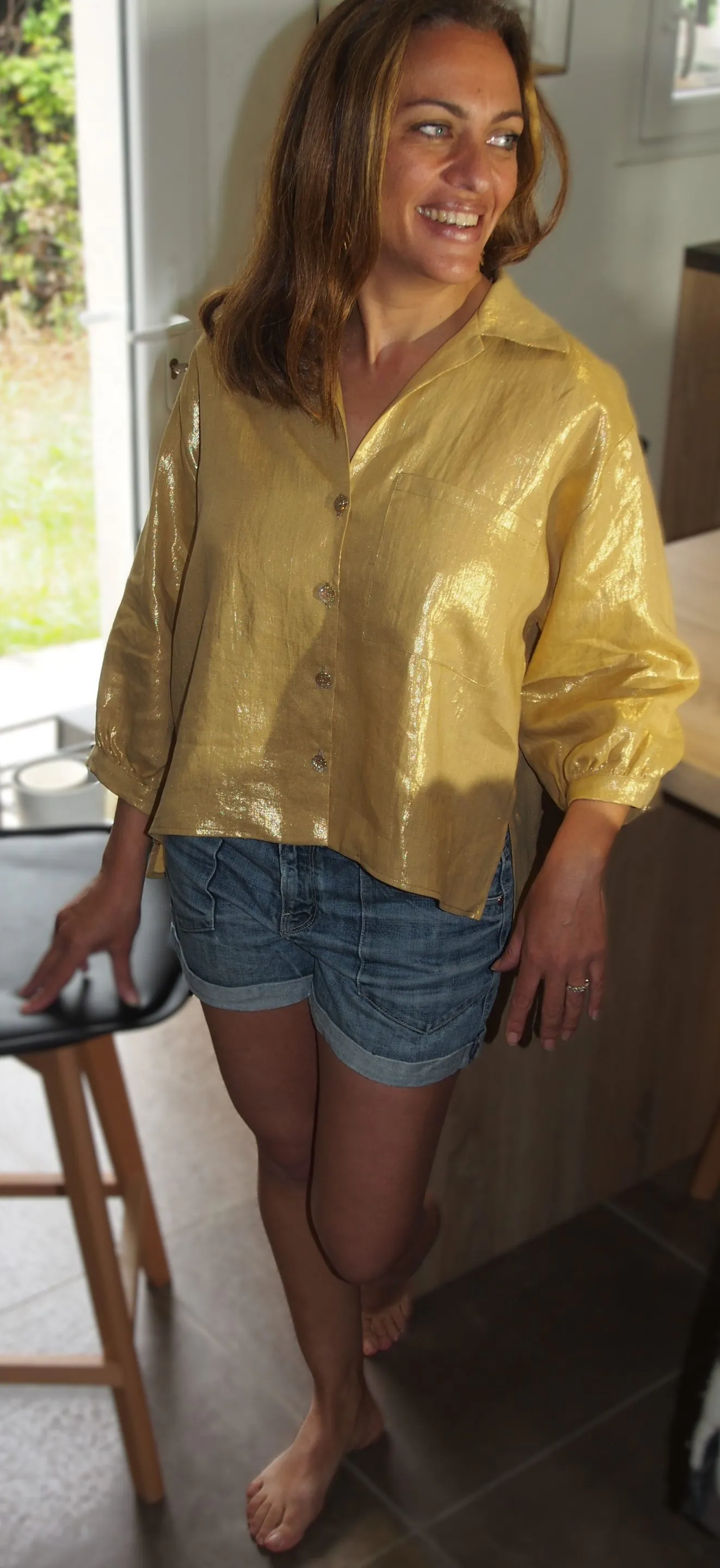 Chemisier Neïla - Doré - 100% Lin – Image 11