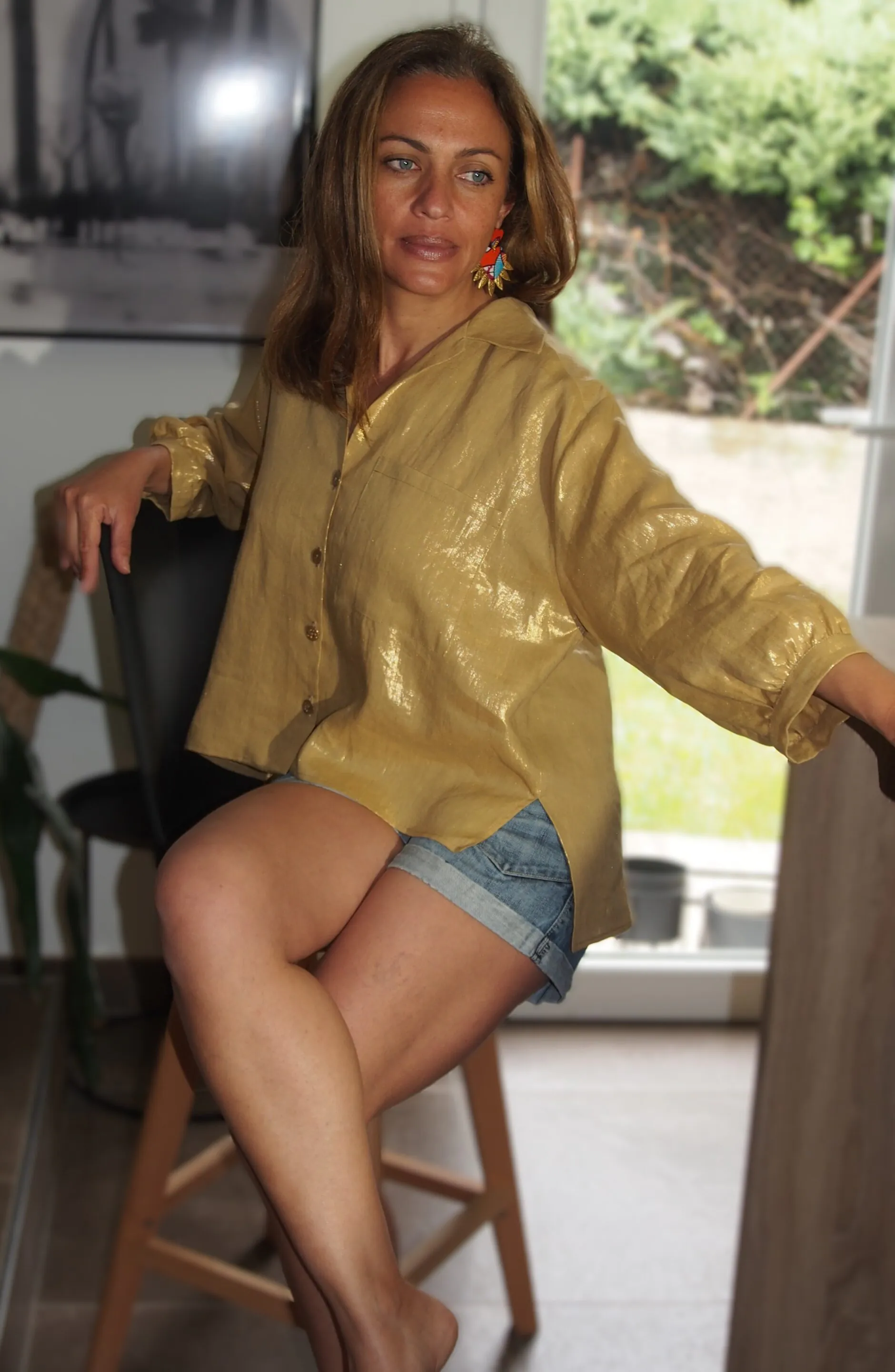 Chemisier Neïla - Doré - 100% Lin – Image 7