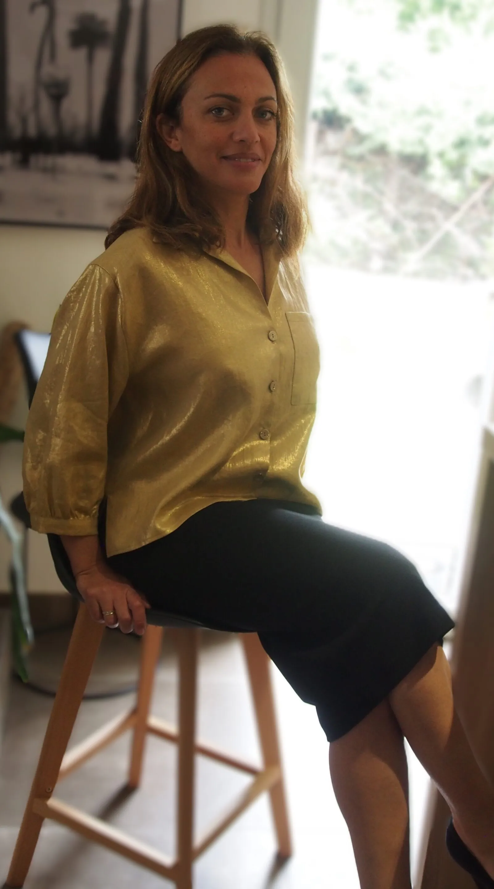 Chemisier Neïla - Doré - 100% Lin – Image 4