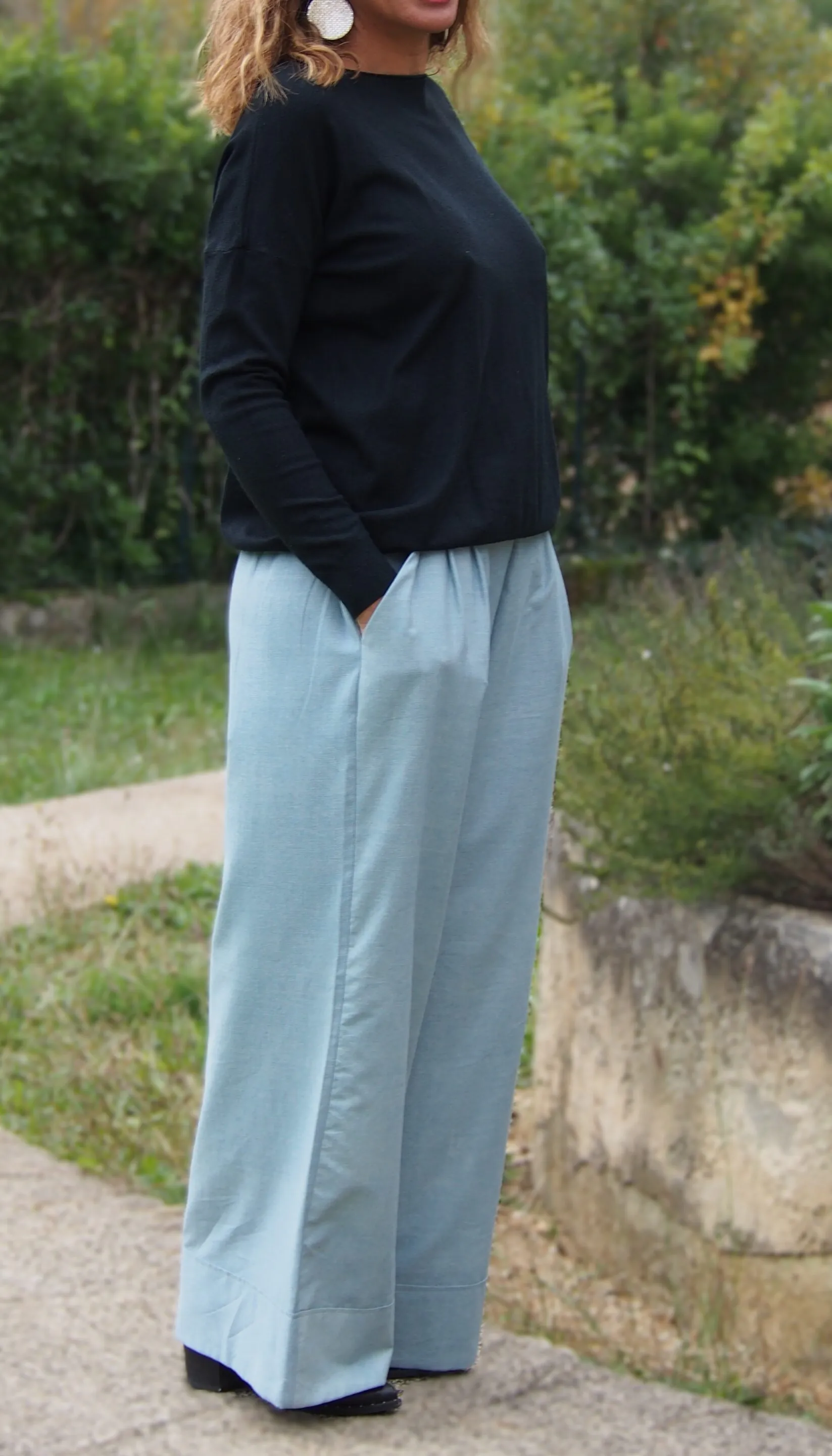 Pantalon Oumie - Coton façon jean délavé bleu – Image 4