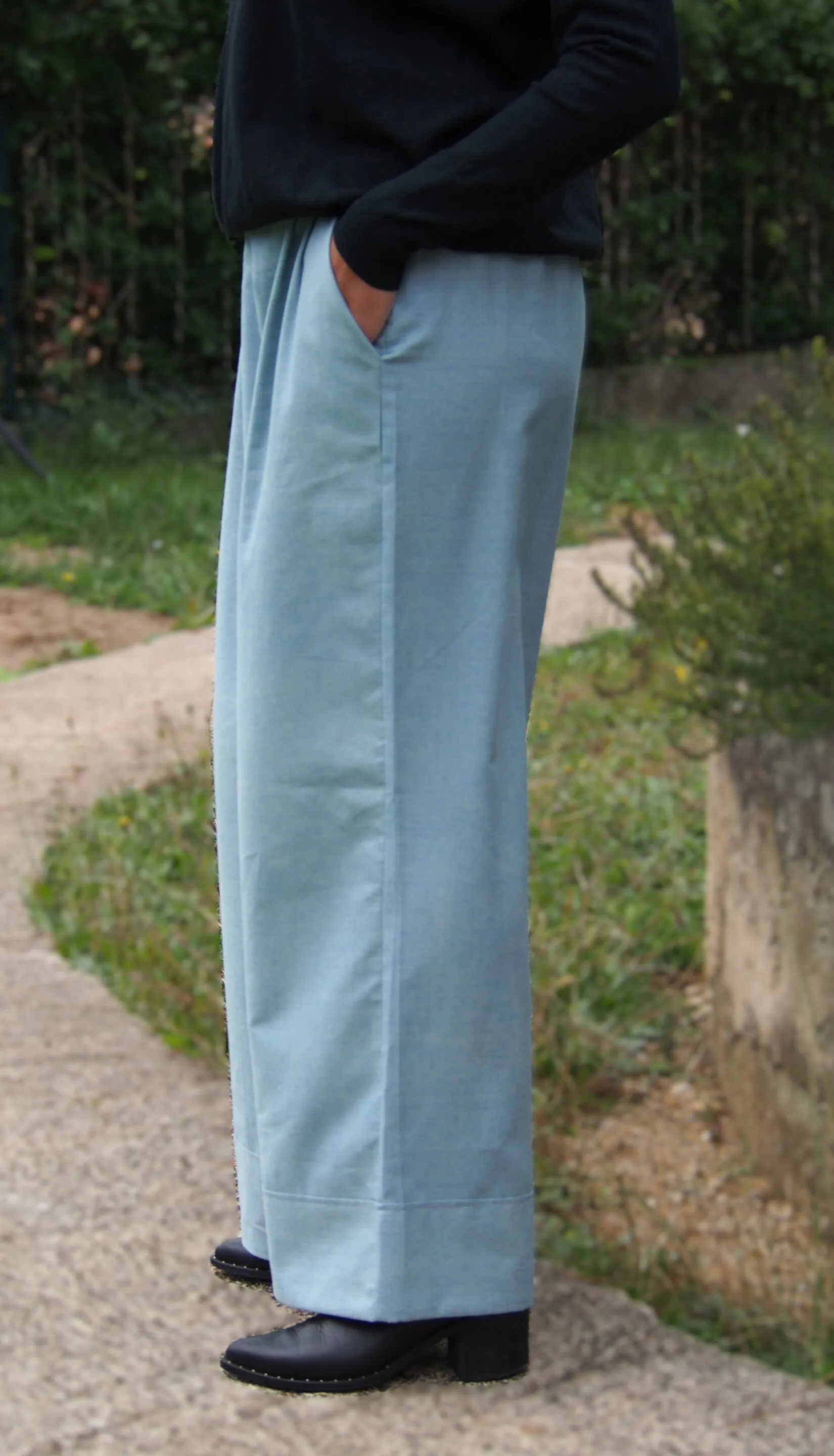Pantalon Oumie - Coton façon jean délavé bleu – Image 6