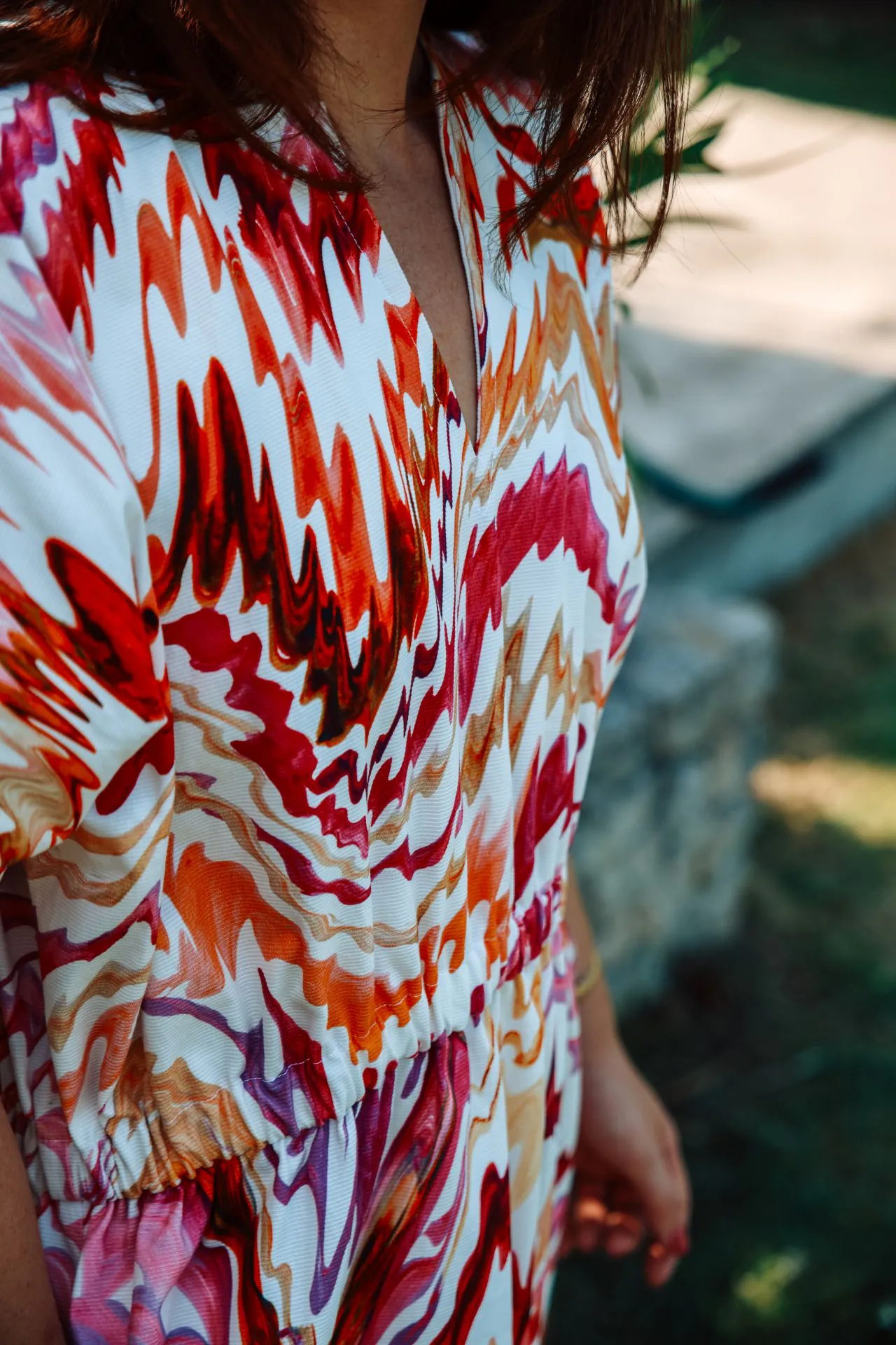 zoom décolleté robe longue coton d'été