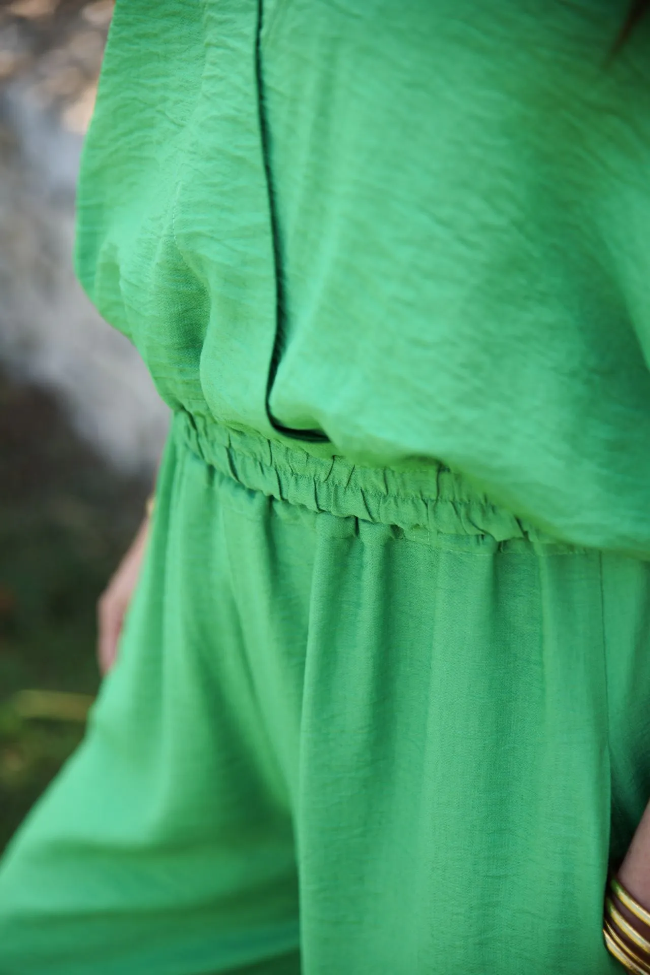 zoom haut pantalon bas du haut ensemble viscose vert