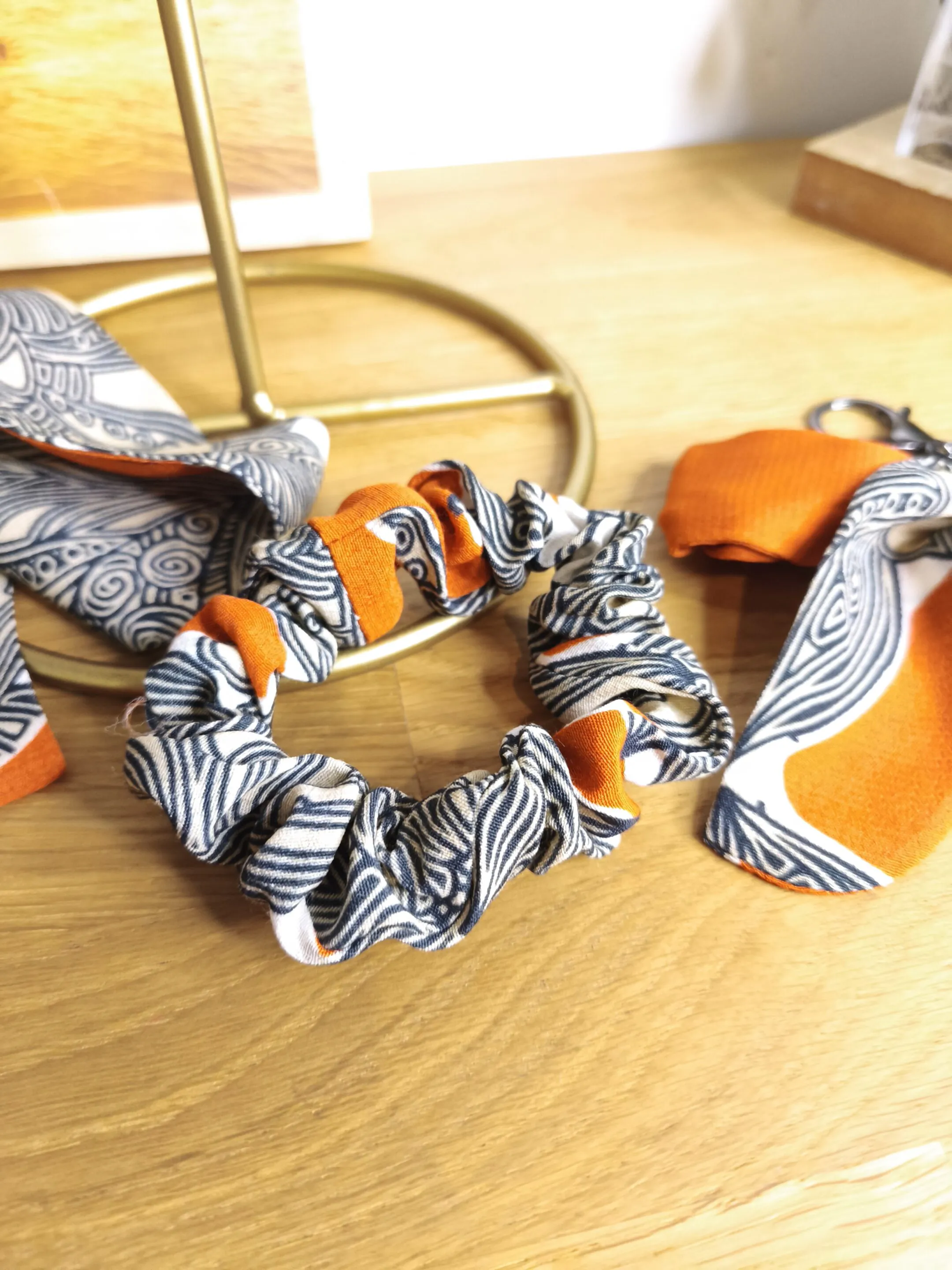 chouchou viscose imprimé orange