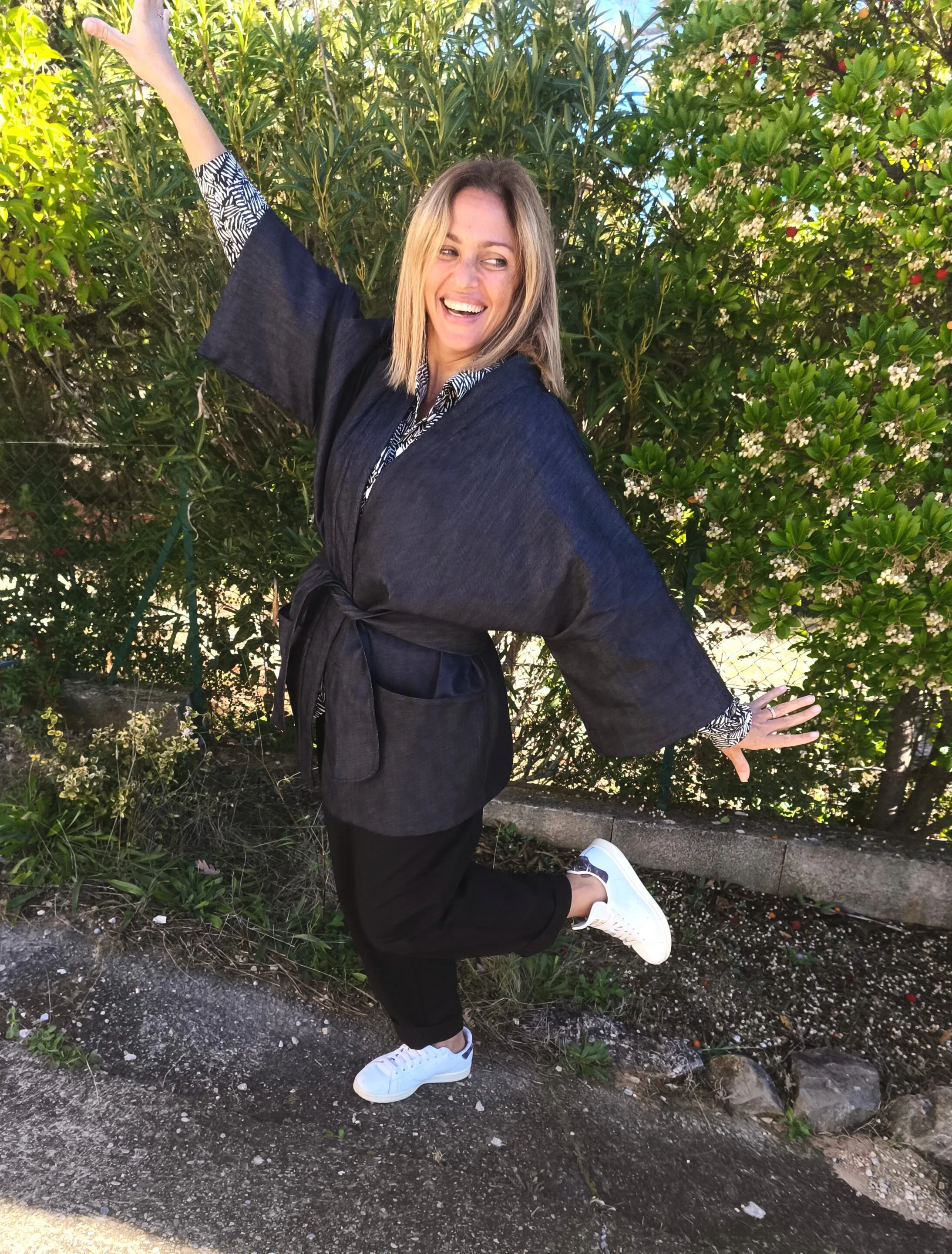 veste kimono ceinturée